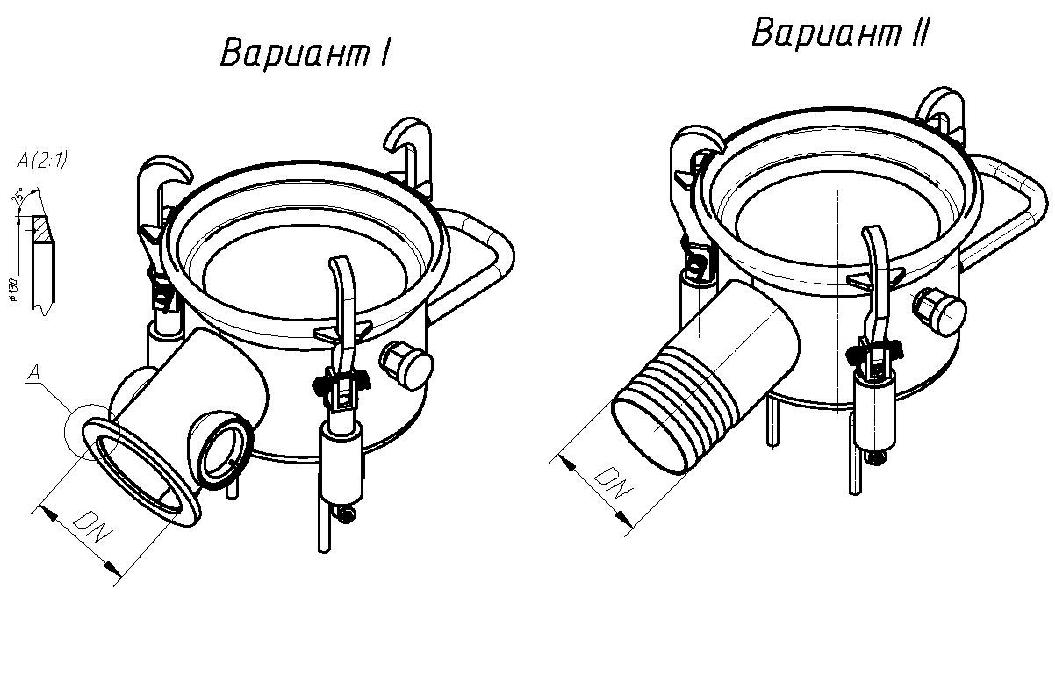 ГОЛОВКИ СЛИВНЬІЕ ГС-65 75 100 150 Оборудование сливное чертеж GS-100